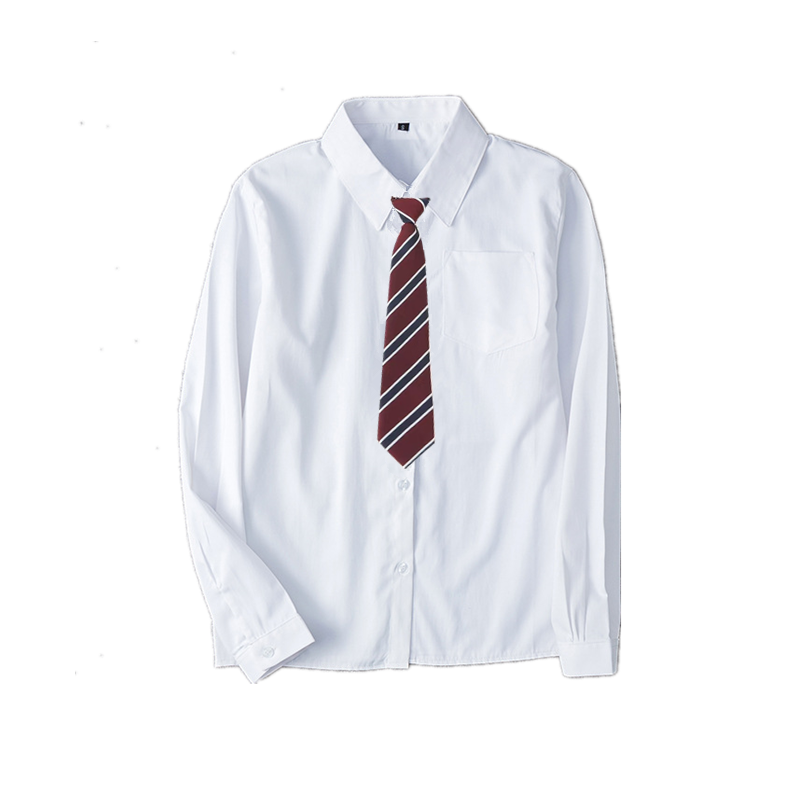 白色短袖衬衫领带男寸衣黑裤子青少年宽松韩版学生DK制服衬衣班服