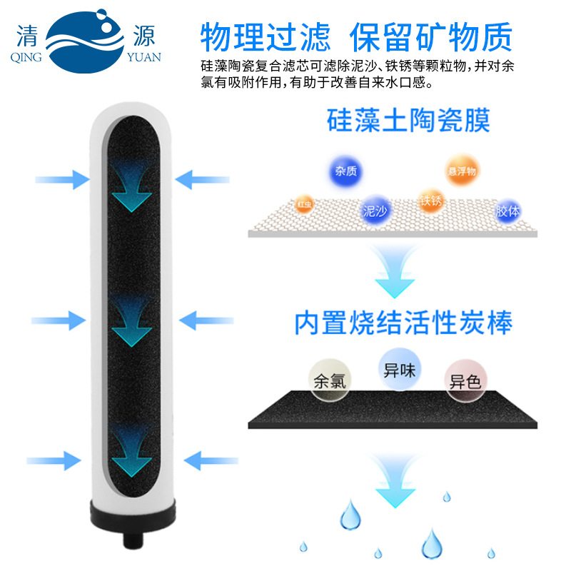 清源台式净水器家用厨房净水机滤入户过滤器自来水外壳瓶不锈钢