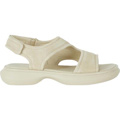 VINCE 春夏女简约舒适白色绒面革宽袢带厚底凉鞋