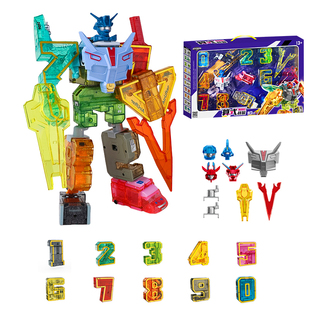 数字变形玩具字母十二生肖战队合体汽车机器人早教益智金刚套装