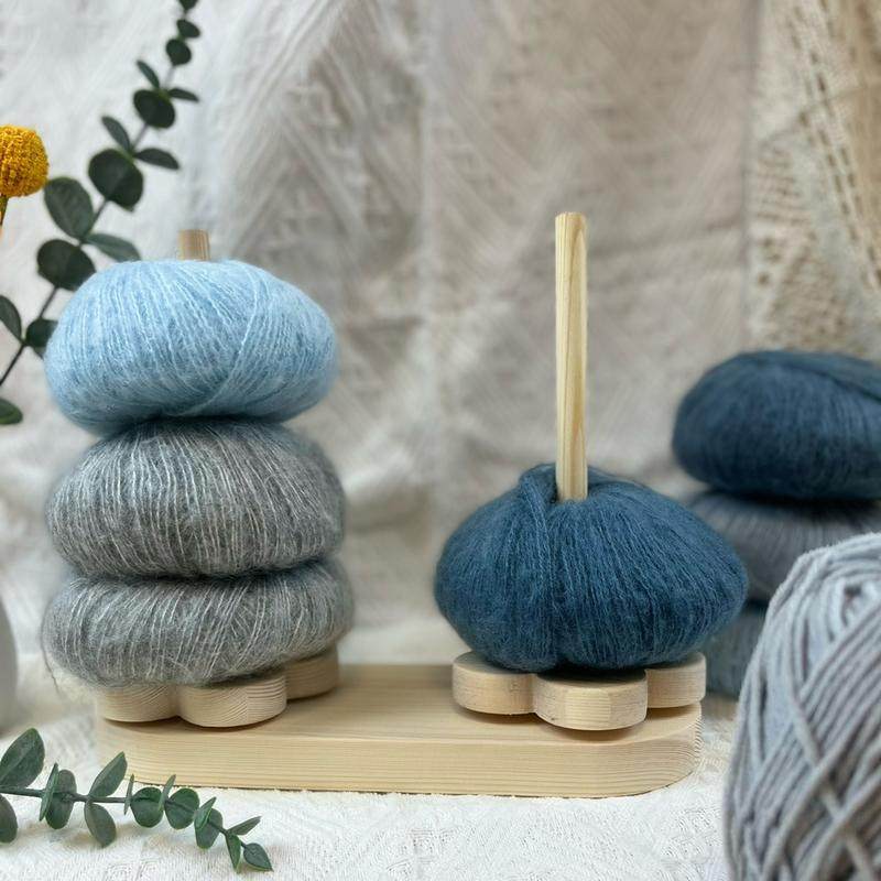 家用绕线毛线轴可转动编织架旋转针织实木轴底座线团工具手工