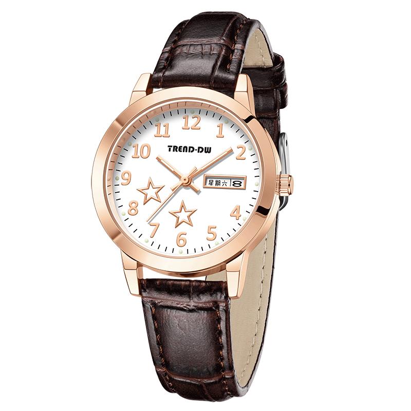 手表女士款双日历星期夜光防水瑞士名牌全自动机械石英表学生皮带