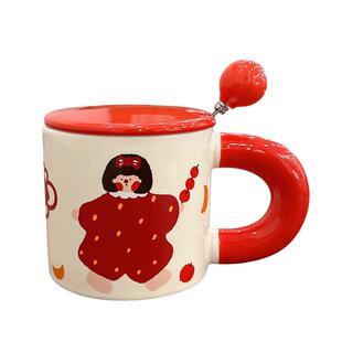 情侣陶瓷马克杯家用带盖勺水杯结婚一对送闺蜜礼物订婚杯子伴手礼