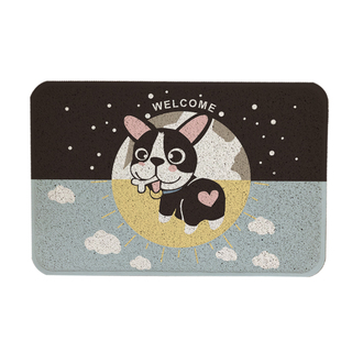 创意可爱小狗狗入户门厅大门口地垫 丝圈PVC脚垫 防滑屋外蹭脚垫