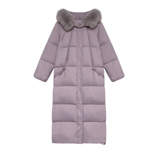 贰羊设计【暮山紫】新国标90白鸭绒长款羽绒服女冬季新款紫色外套