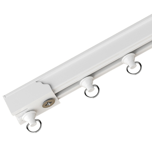 德裕免打孔窗帘轨道侧装滑轮自粘阳台飘窗转角l型u形超薄静音滑轨