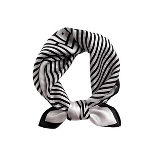 53真丝丝巾小方巾100%桑蚕丝女春秋夏装饰围巾护颈百搭小领巾条纹