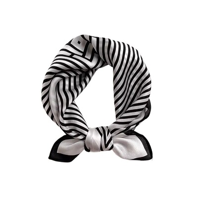 53真丝丝巾小方巾100%桑蚕丝女春秋夏装饰围巾护颈百搭小领巾条纹