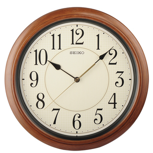 日本精工SEIKO仿木夜光挂钟 静音复古时尚时钟客厅办公室石英挂表