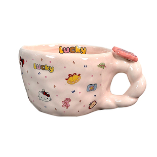 可爱少女心马克杯蝴蝶结水杯好看喝水陶瓷杯子女生新年礼物礼盒装