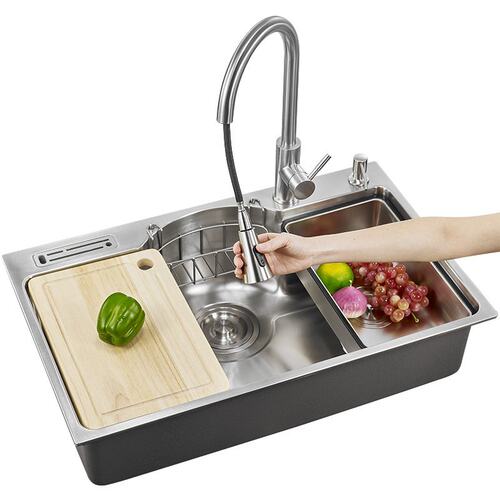 邦斯特 304不锈钢洗菜盆单槽套餐厨房水槽大单盆多功能洗碗池台下