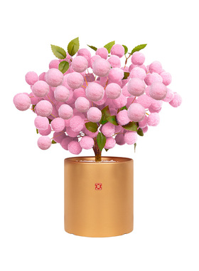 中传美中国风绒球花盆栽装饰摆件