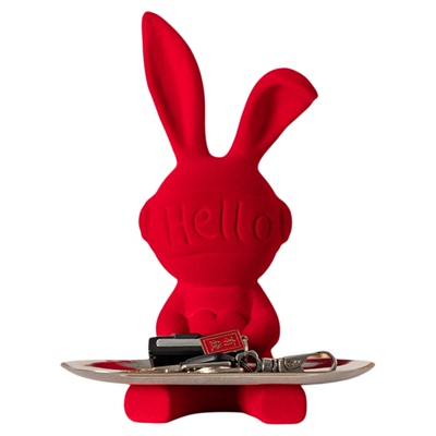 植绒兔子入户玄关装饰品