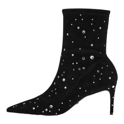 SW秋冬新款尖头细高跟短靴袜靴