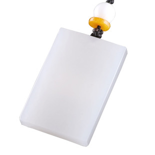 新疆羊脂白玉平安无事牌吊坠 和田玉牌子男女款羊脂玉平安牌宝宝