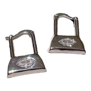 音符露珠花朵宝石耳坠 梨花熔岩 镀18K金 十字架锆石耳夹 小锁儿