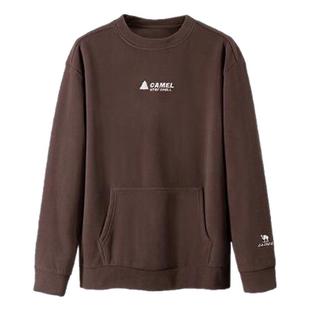 骆驼女装加绒卫衣2025秋冬新款男女保暖休闲运动套头长袖T恤上衣