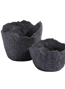 软装样板房磨砂黑白色插花艺摆件