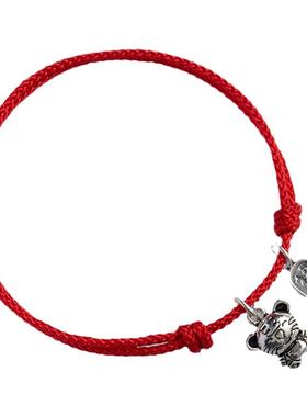 纯银十二生肖红绳手链脚链手绳虎