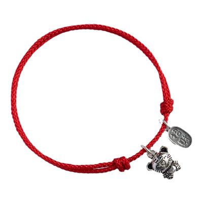 纯银十二生肖红绳手链脚链手绳虎