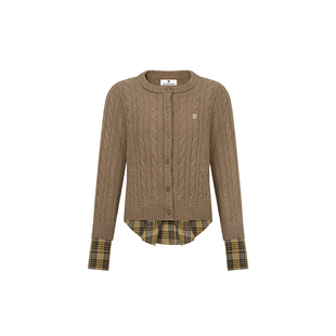 【Designer系列】Called Back针织开衫女2026春款拼接假两件上衣