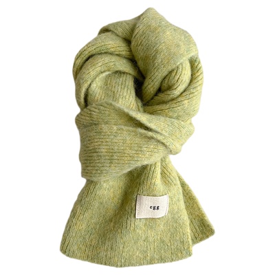 韩国egg马海毛羊毛围巾冬季女款2025新款韩系氛围感纯色针织围脖