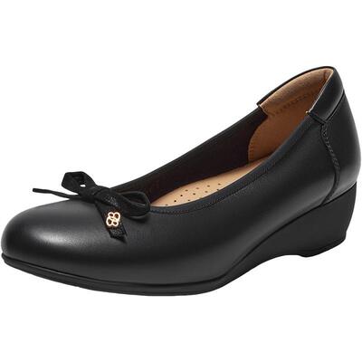 Bata浅口单鞋女2026春季商场新款优雅风增高牛皮软底单鞋ACG33AQX