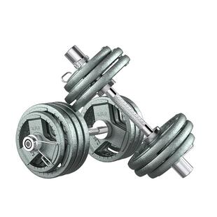 奥杆哑铃男士健身家用可调节实心纯铁大重量烤漆杠铃套装50kg一对