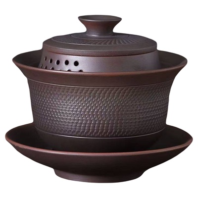 【不烫手出水快】高端紫砂盖碗