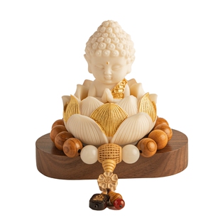 大善堂新款小佛祖莲花车载摆件汽车中控台饰品胡桃木桌面2026礼物