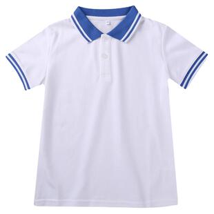 儿童校服班服小学生园服夏装短袖T恤男童女童POLO衫蓝领宝宝上装
