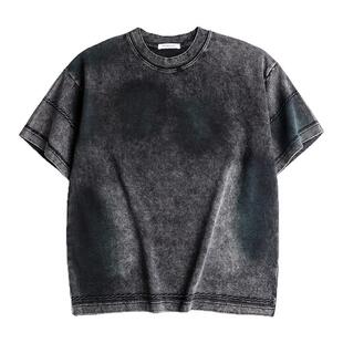 AOGZ高货重磅扎染渐色短袖T恤男女夏季2025新款复古水洗情侣衣服