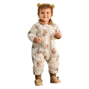 巴拉巴拉婴儿连体衣男童加绒爬服宝宝外出服抱衣儿童冬装新款童装