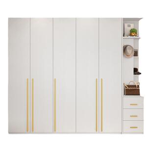 现代简约实木多层板家用卧室白色轻奢衣柜三四五门到顶大衣橱