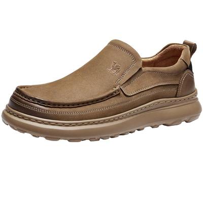 磨砂牛皮鞋面宽敞U型鞋头