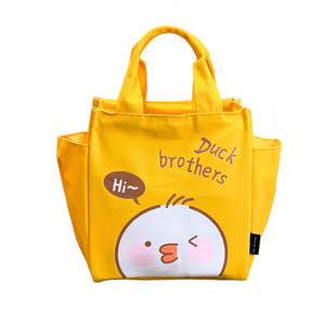 带娃出门手提包妈咪包母婴宝宝外出小包包帆布保温饭盒袋轻便可爱