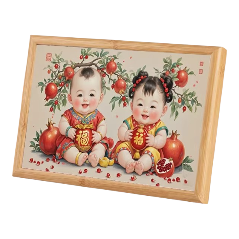 年画娃娃送子图相框摆台