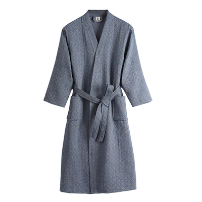 浴袍男纯棉纱布成人浴巾大码睡袍