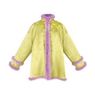 TUYUE涂月 原创设计 可持续时尚 新中式织花大襟袄盘扣夹棉外套