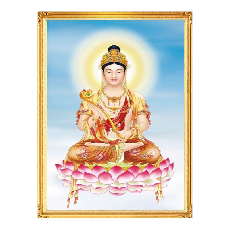 5d普贤菩萨像2026新款钻石画方形钻满钻中佛堂粘贴钻十字绣点钻画