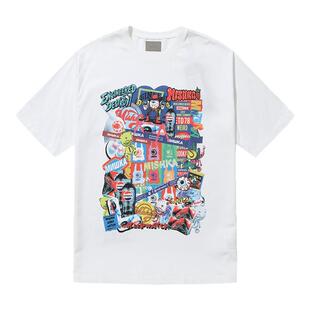 MISHKA艾热崔雨鑫同款美式街头复古高街潮牌涂鸦情侣圆领短袖T恤