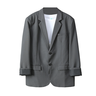 罗蒙西装男士春秋商务休闲外套单西高级垂感韩版痞帅气宽松小西服