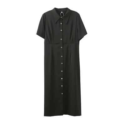 高级感纯色短袖连衣裙胖莹莹简约