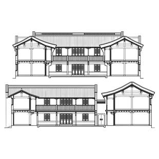 25.3x29.5米两层四合院cad建筑施工图1070平混凝土硬山顶自建房