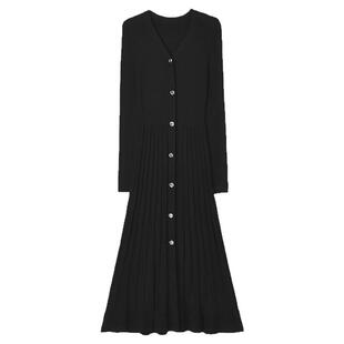 Outlets专柜撤柜正品 RU冬装2025新款简洁气质美中长裙高弹连衣裙