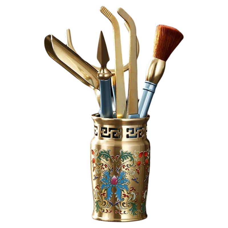 茶道六君子套装家用黄铜6君子功夫茶具茶艺配件茶夹茶勺茶刀高档