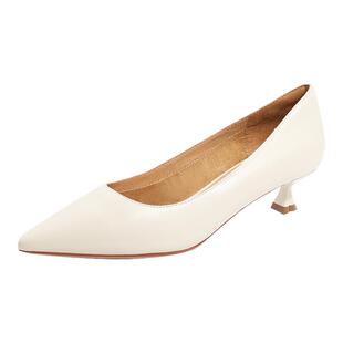 森达气质单鞋女春季时尚尖头通勤小猫跟细跟浅口ZT603AQ4