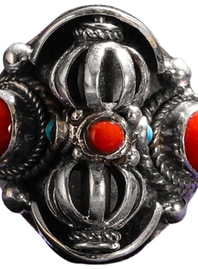 大藏尼泊尔925绿松石戒指复古