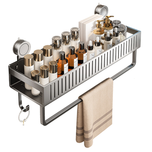 百悍吸盘卫生间置物架角篮浴室免打孔卫浴架壁挂收纳架上墙太空铝