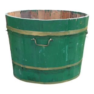 绿色木桶种树盆加厚防腐实木盆绿植大花盆庭院户外圆形种植花箱